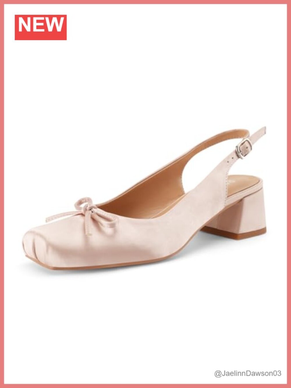 Ballet Slingback Heels Square Toe Chunky Low Block Heel Pumps Satin Bow